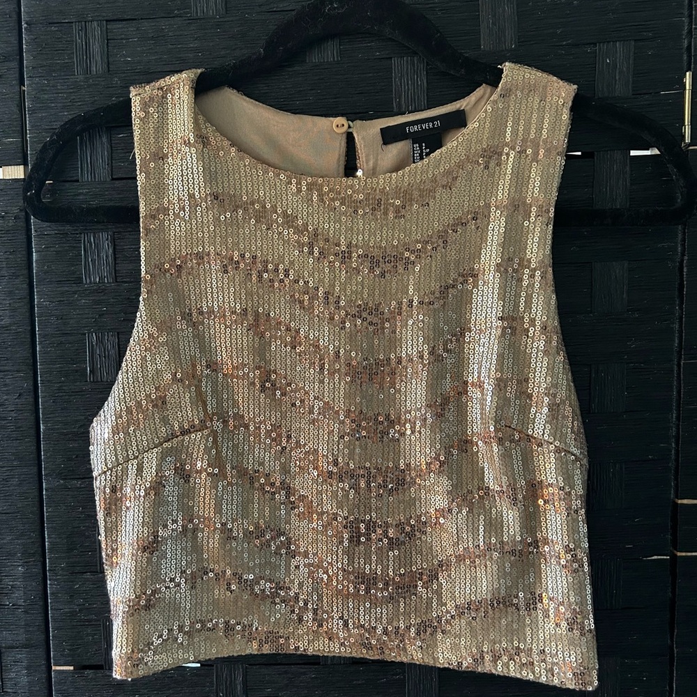 Forever 21 Metallic Sequin Tank Top